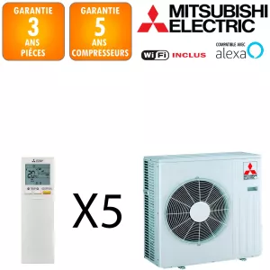 Mitsubishi Quintuple-split MXZ-5F102VF + MSZ-AY15VGK + 2 X MSZ-AY20VGK + 2 X MSZ-AY25VGK 